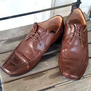 Bass & Co Linbrook Men's Leather Lining Laced Brown Dress Shoes - Size 7.5